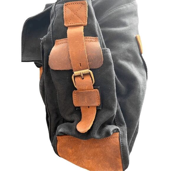 SC COTTON Messenger canvas leather backpack bag - Picture 7 of 8